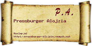 Pressburger Alojzia névjegykártya